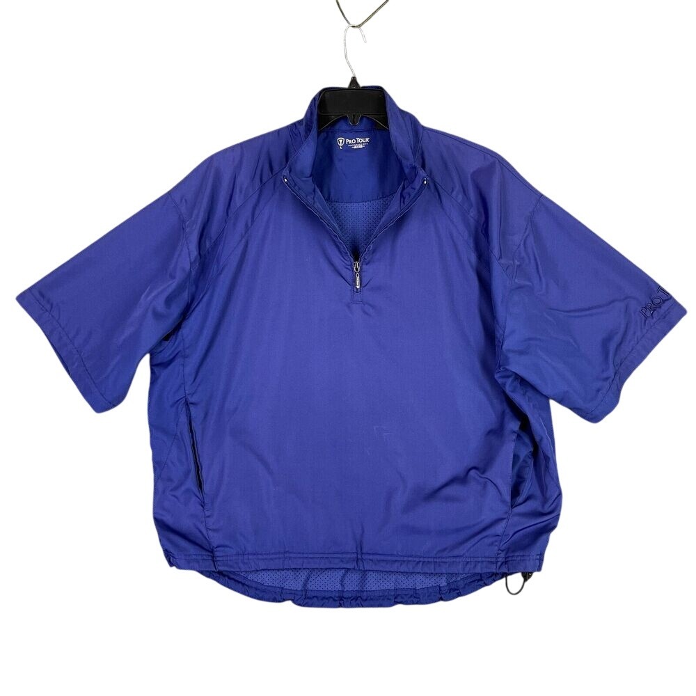 PRO TOUR WINDBREAKER MENS LARGE BLUE GOLFING‎ POCKETS ELASTIC WAIST PERFORMANCE